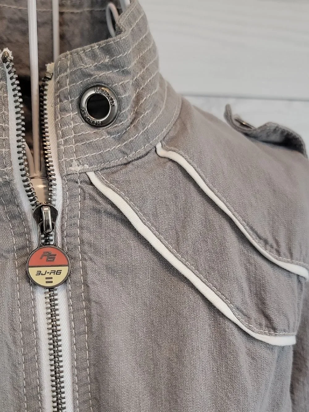 Basic House Hendrix Lightweight Grey Utility Jacket with Belt Womens Size M